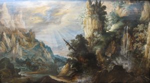 Paysage montagneux avec chute d