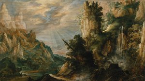 Paysage montagneux avec une cascade - Kerstiaen de Keuninck
