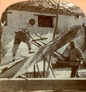 Scierie chinoise, Pékin, Chine, 1900 - Keystone View Company