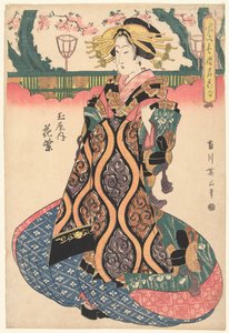 Courtisane Hanamurasaki de la maison Tamaya (Beroemde bloemen uit de verfijnde lusthuizen, Furyu seiro meika awase)