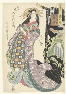 Courtisane Shinohara de la maison Tsuruya et la rivière Koya - Kikugawa Eizan