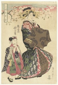Courtisane et kamuro - Kikugawa Eizan