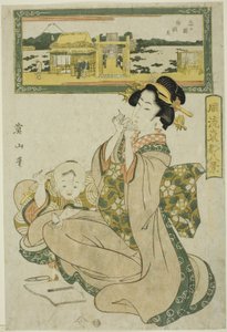 Sanctuaire Benzaiten à Shinobugaoka, de la série "Huit vues à la mode de la capitale orientale" - Kikukawa Eizan