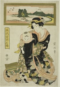Enoshima dans la province de Sagami (Soshu Enoshima), de la série "Lieux célèbres élégants dans les diverses provinces (Furyu shokoku meisho)" - Kikukawa Eizan
