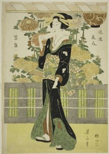 Beautés à la mode dans un jardin de chrysanthèmes (Furyu bijin kikubatake) - Kikukawa Eizan