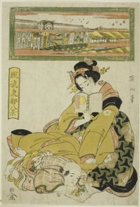 Le quartier des théâtres à Sakai-cho (Sakai cho shibai), de la série "Huit vues à la mode de la capitale orientale (Furyu Toto hakkei)" - Kikukawa Eizan