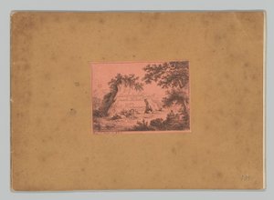 Couverture avec gravure de titre avec paysage de collines