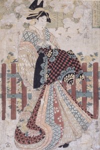 Tsukioka du Tama-Ya, un triptyque de beautés et de fleurs - Kitagawa II Utamaro