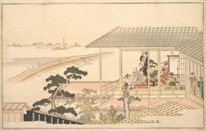 Fête dans une maison à Yoshiwara par une nuit de clair de lune, 1789