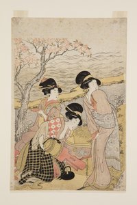 Fête du saké au bord de la mer (estampe sur bois en couleur)