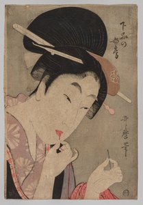 Une femme de rang inférieur (Gebon no nyōbō), de la série Guide des styles contemporains des femmes (Tōsei onna fūzoku tsū) - Kitagawa Utamaro