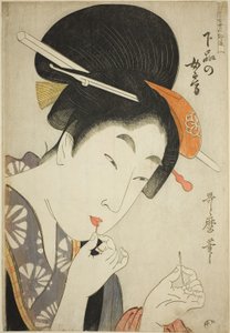 Une épouse de rang inférieur (Gebon no nyobo), de la série "Guide des styles féminins contemporains (Tosei onna fuzoku tsu)"