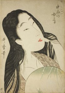 Une épouse de rang moyen (Chubon no nyobo), de la série "Guide des styles contemporains féminins (Tosei onna fuzoku tsu)" - Kitagawa Utamaro