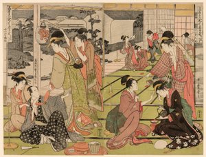Acte onze de la série "Le drame Chushingura parodié par des beautés célèbres" - Kitagawa Utamaro