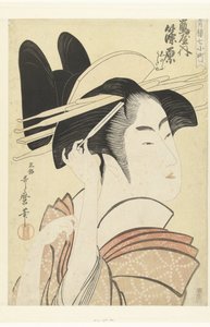 Portrait en buste de la courtisane Shinowara de la maison Tsuruya