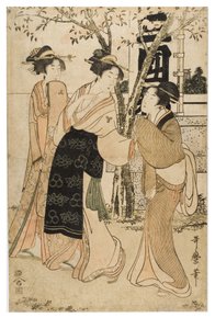 Exposition de trésors au sanctuaire de Mimeguri - Kitagawa Utamaro