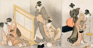 Double oreiller. Triptyque, vers 1794 - Kitagawa Utamaro