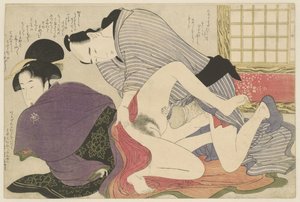 Geisha et amant près d