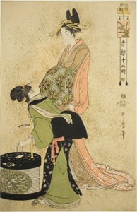 Heure du Coq (Tori no koku), de la série "Douze heures à Yoshiwara (Seiro juni toki tsuzuki)" - Kitagawa Utamaro