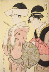 Heure du Singe [16h] (Saru no koku), de la série "Cadran solaire des jeunes femmes (Musume hi-dokei)" - Kitagawa Utamaro