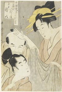 Komurasaki de la maison Muuraya, Shirai Gonpachi et Jihe_ Vipéreux, 1798-1800 - Kitagawa Utamaro