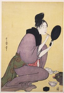 Kuchi-beni, peignant les lèvres - Kitagawa Utamaro