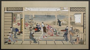 Réjouissances au clair de lune à Dozo Sagami - Kitagawa Utamaro