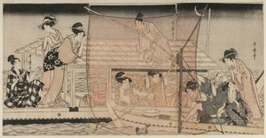 Pêche au Filet de Nuit sur la Rivière Sumida - Kitagawa Utamaro