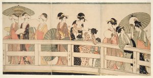 Au-dessus et en dessous du pont Ryogoku - Kitagawa Utamaro