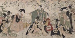 Parodie de « Yoritomo libérant des grues » (Mitate Yoritomo hōkaku)