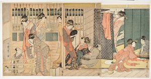 Scène matinale dans une maison de tolérance japonaise