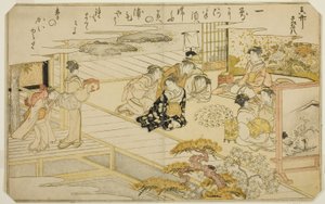 Jeu de correspondance de coquillages, du livre illustré "Cadeaux de la marée descendante (Shiohi no tsuto)" - Kitagawa Utamaro