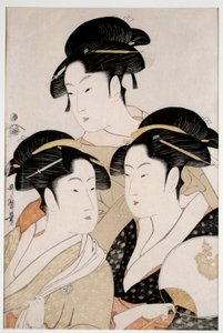 Trois beautés de notre temps. Estampe japonaise par Utamaro Kitagawa (1753-1806) style Ukiyo-E, vers 1794. Paris, Musée Guimet - Kitagawa Utamaro