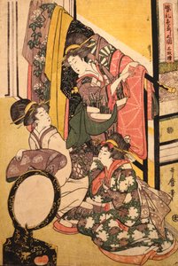 Trois filles dans un magasin de vêtements - Kitagawa Utamaro