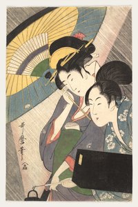 Deux femmes sous un parapluie, années 1790 - Kitagawa Utamaro