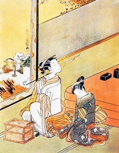 Femme fumant une pipe, estampe ukiyo-e, école Tosa, gravure sur bois, civilisation japonaise, période Edo - Kitagawa Utamaro