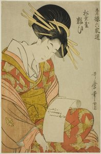Yosooi du Matsubaya, de la série Sélections de Six Maisons à Yoshiwara (Seiro rokkasen) (Matsubaya Yosooi) - Kitagawa Utamaro