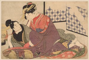Jeune homme fumant avec une courtisane