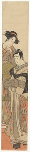 Une femme avec un jeune homme déguisé - Kitao Masanobu (attributed to)