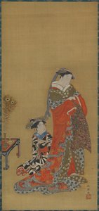 Une courtisane et son assistante, fin 18ème-début 19ème siècle - Kitao Masanobu