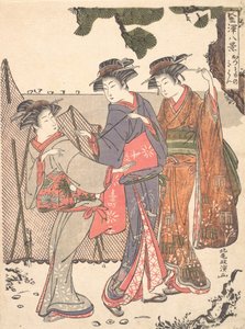 Trois femmes debout sur le rivage - Kitao Masanobu