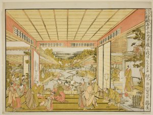 Acte VII (Shichidanme), de la série "Images en perspective du magasin des loyaux vassaux (Uki-e kanadehon Chushingura)" - Kitao Masayoshi
