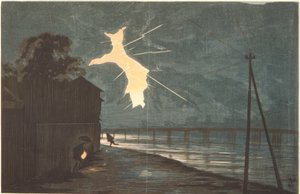 Tonnerre et éclair sur le pont Onmaya - Kiyochika Kobayashi