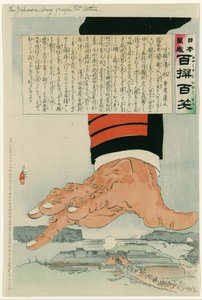 Guerre russo-japonaise 1904-1905 : Une énorme main japonaise écrasant Port Arthur