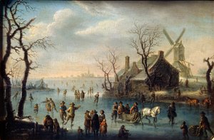Patineurs sur glace, 17ème siècle - Klaes Molenaer