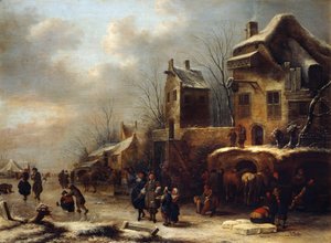 Patinoire sur une rivière, 1665 - Klaes Molenaer