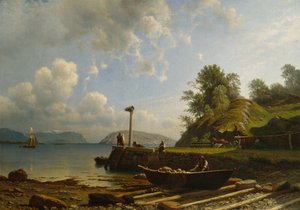 Paysage côtier avec maisons