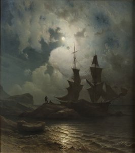 Norvégien :  Clair de lune sur la côte norvégienne Clair de lune sur la côte norvégienne