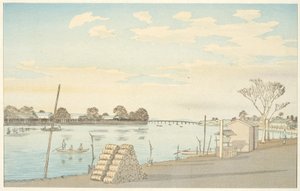 Le ferry « Fuji-view », sur la rivière Ōkawa - Kobayashi Kiyochika