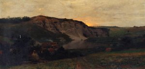 Paysage rocheux avec étang